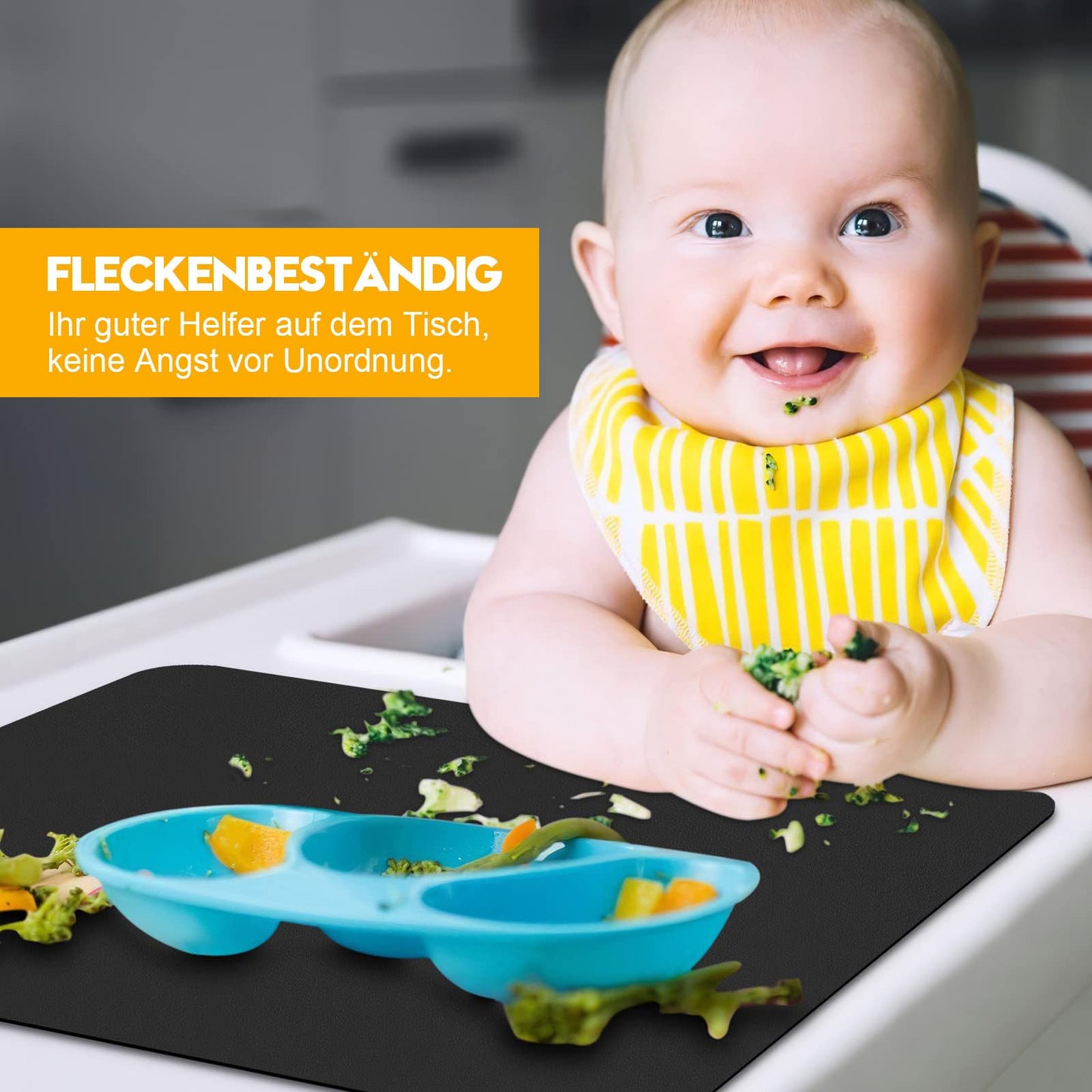 Bacgnyer Placemats Set of 6 Placemat with Coasters Heat Stain Scratch Resistant Non-Slip Waterproof Oil-Proof Washable Wipeable Outdoor Indoor for Dining Patio Table Kitchen Decor and Kids (Black 6)