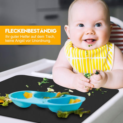 Bacgnyer Placemats Set of 6 Placemat with Coasters Heat Stain Scratch Resistant Non-Slip Waterproof Oil-Proof Washable Wipeable Outdoor Indoor for Dining Patio Table Kitchen Decor and Kids (Black 6)