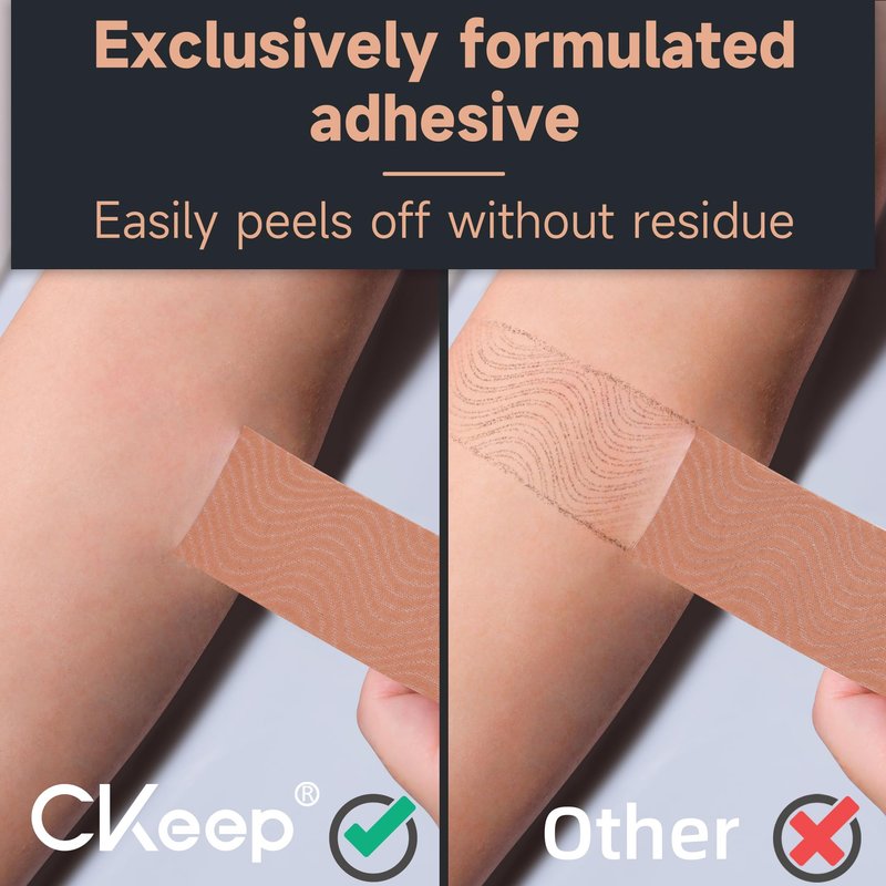 CKeep Kinesiology Tape, Uncut Premium Elastic Athletic Tape 2 Rolls, Beige