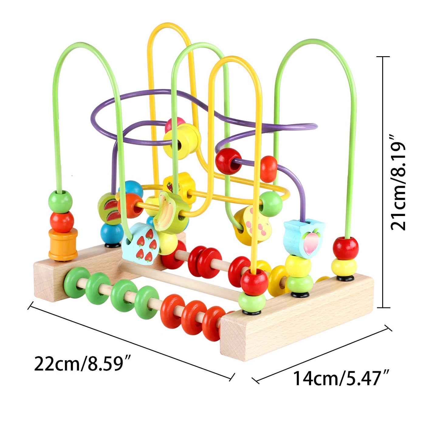 Jacootoys Beads Maze Wooden Roller Coaster Activity Learning Game Preschool Educational Toy Gift for Toddlers