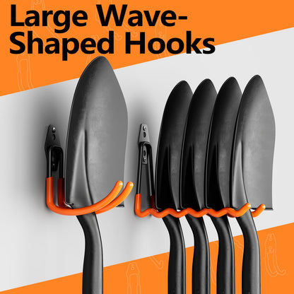 HSTMYFS 10 Pack Heavy Duty Garage Hooks with 2 Extension Cord Holder, Utility Steel Storage Hooks, Wall Mount Hooks & Tool Organiser Hanger, Hanging for Bike, Garden & Shed Tools, Ladder, Hose