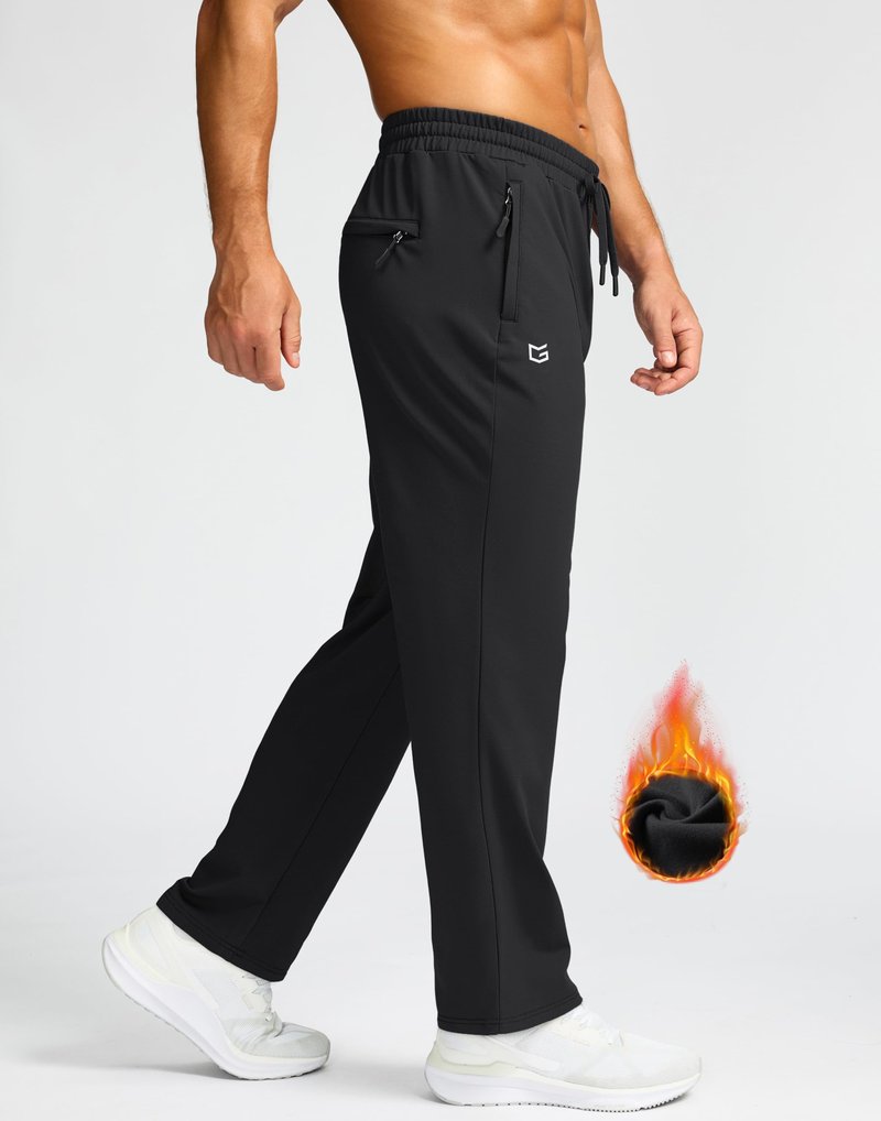 G Gradual Men's Fleece Lined Pants with 3 Zipper Pockets Water Resistant Winter Warm Hiking Pants Athletic Sweatpants for Men