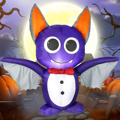 Dearsun 4FT H Adorable Halloween Inflatable Purple Bat with Build-in LED Lights Blow up Outer Indoor Decoration Large Party Yard Decoration