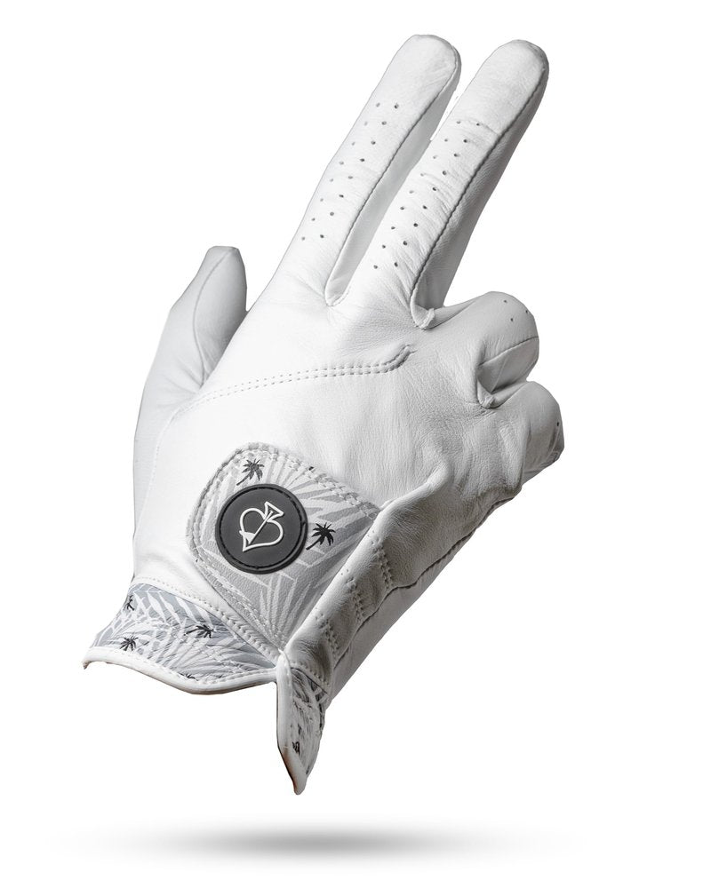Pins & Aces - Palm Sunday Golf Glove Design - Premium AAA Cabretta Leather, Long-Lasting Durable Tour Glove for Men or Women - Premium Leather Golf Glove Left & Right Hand (Large, Right)