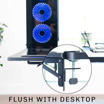 VIVO Clamp-on 6 x 9 inch (11 Including Clamps) Desk Extender, Wrist Support, Armrest Tray, Table Mount for Sit Stand Desks, Black, DESK-EXT09