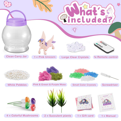 SLDALES DIY Unicorn Night Light,Terrarium Kit with Plant Garden Toys for 3 4 5 6 7 8+ Years Old Kids,Unicorn Gifts for Girls