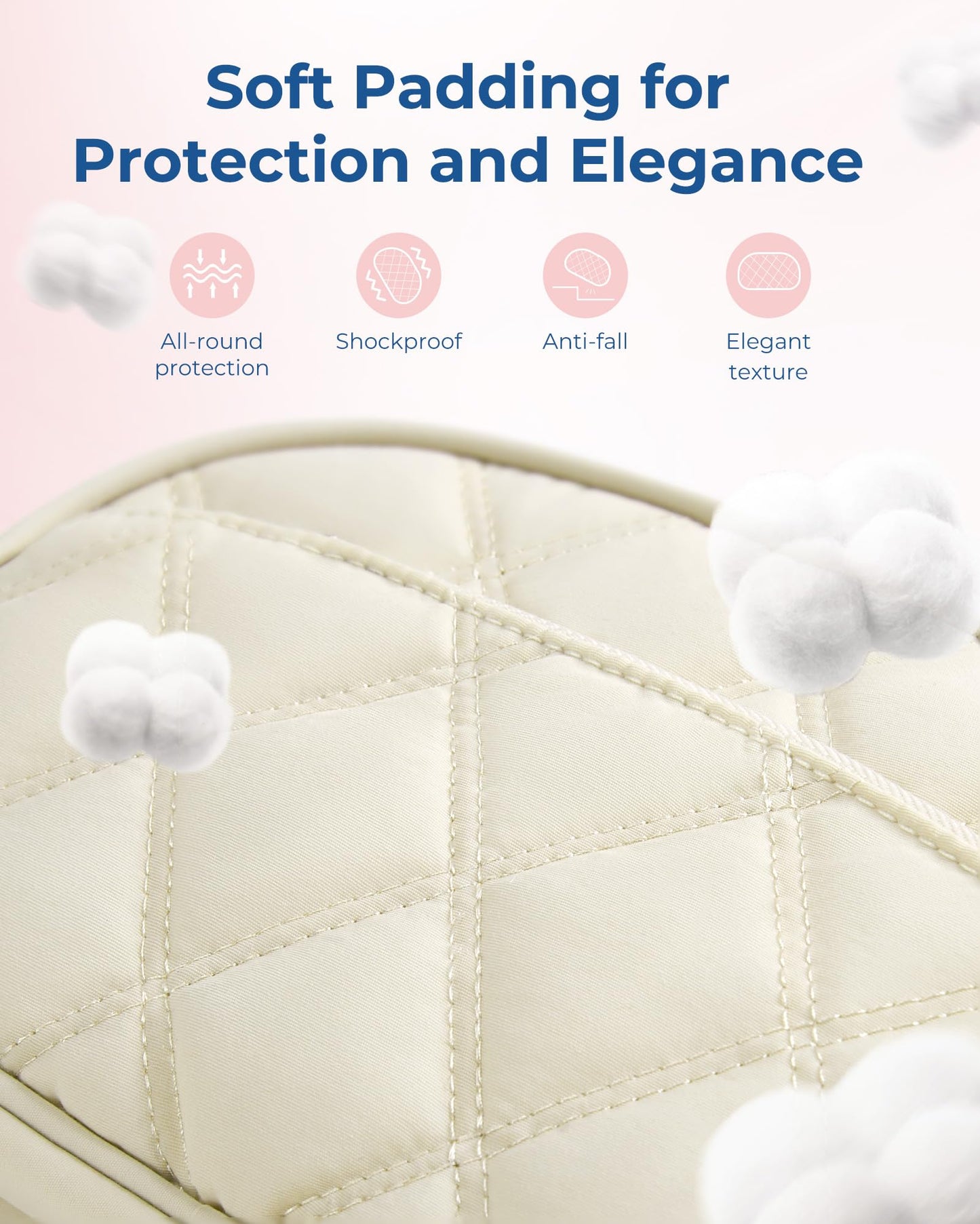 BAGSMART Cord Organizer Travel Cable Bag, Compact Tech Electronic Organizer Travel Case, Essentials for Charger, Cable, Phone, Flash drive - Beige