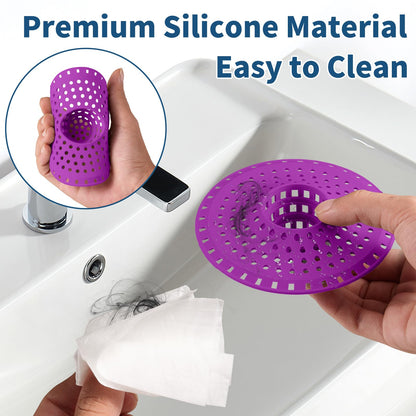 Bathtub Drain Hair Catcher,Tub Shower Drain Hair Trap/Strainer,3PCS Silicone Collapsible Tub Hair Catcher Drain Protector Designed for 1.47" to 1.75'' Regular Drains(Dark Gray)