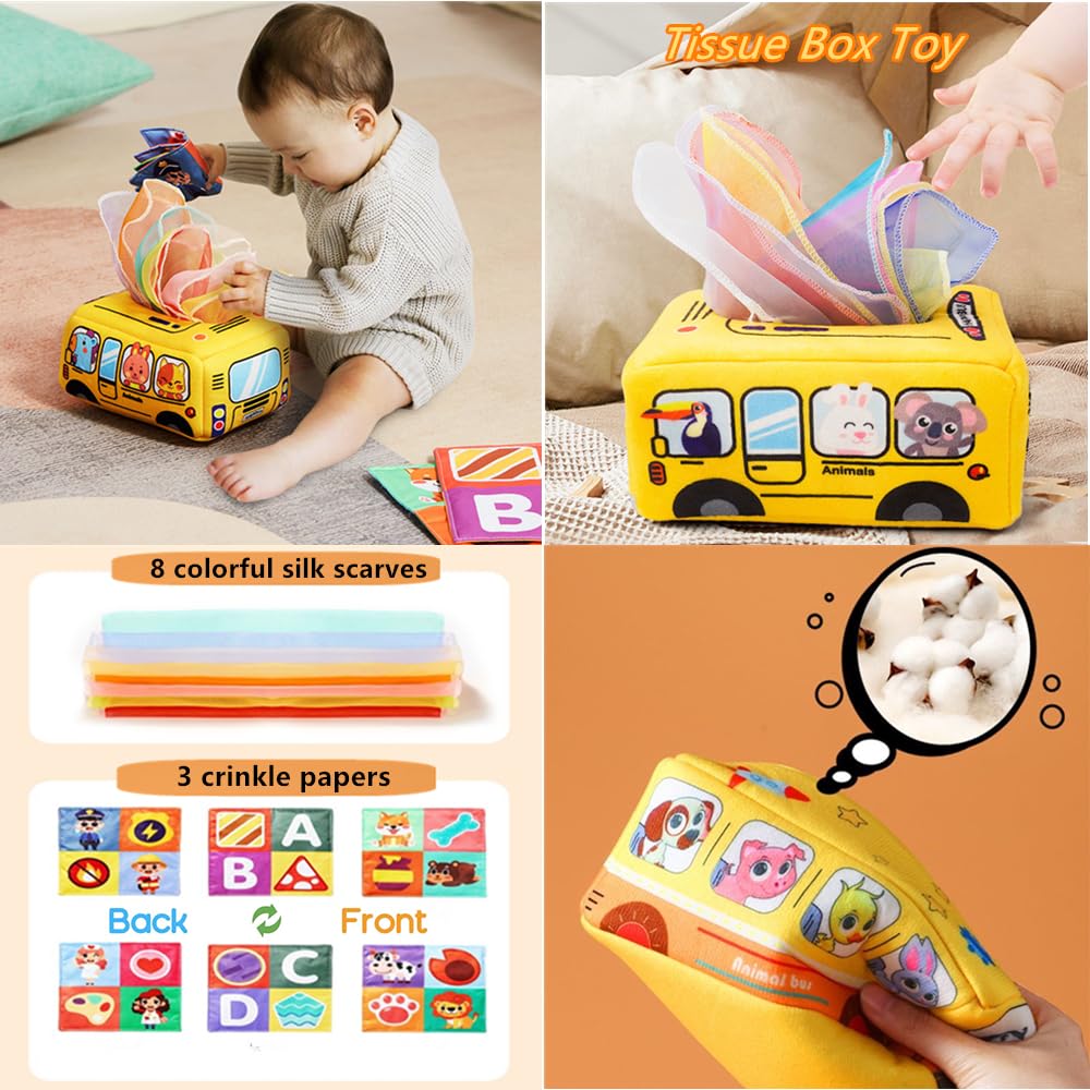 ELLECK Baby Toys 6 to 12 Months, Montessori Toys for 1 Year Old, Silicone Pull String Teething Toy, Stacking Building Blocks Infant Toddler Toy 0-3, Color Shape Bin Sensory, Baby Boys&Girls Gifts