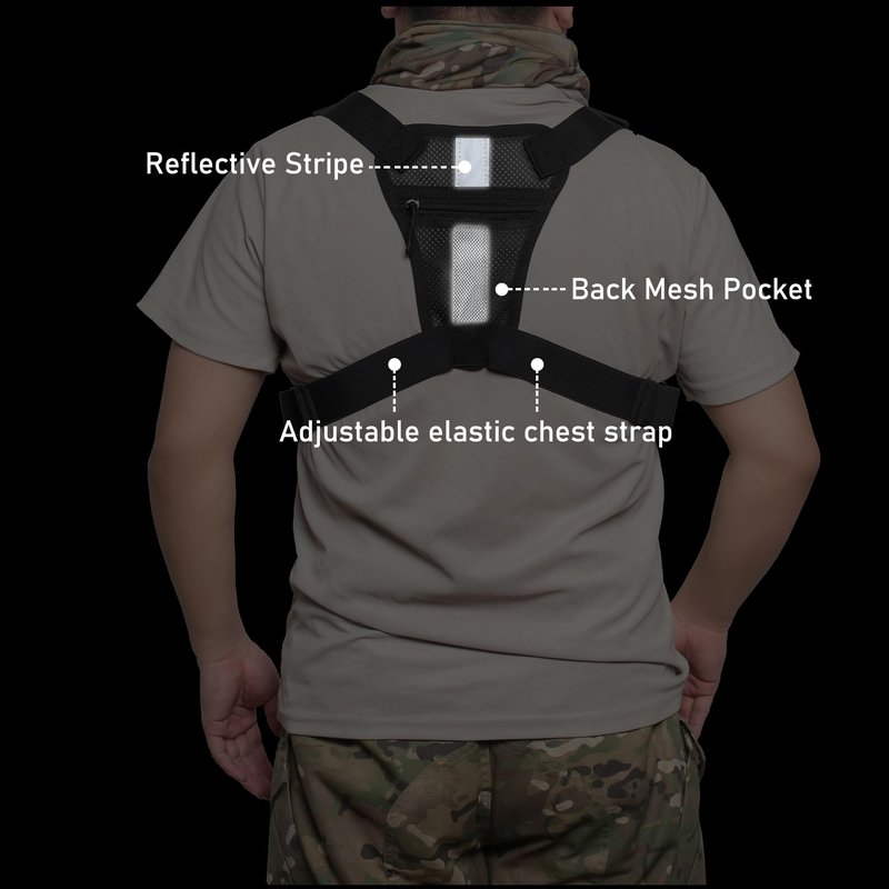 Sports Chest Pack for Men Front Chest Bag Fits Most Pistols Chest Pouch Harness for Running, Hiking, Workouts (Black)