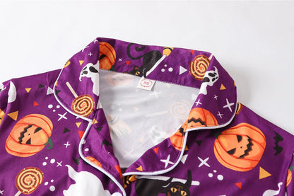 Vopmocld Girls Pajama Sets - 3pcs Button Down Short Sleeve Long Pants With Shorts Sleepwear Cute Patterns Nighty For Teens, Halloween, 12