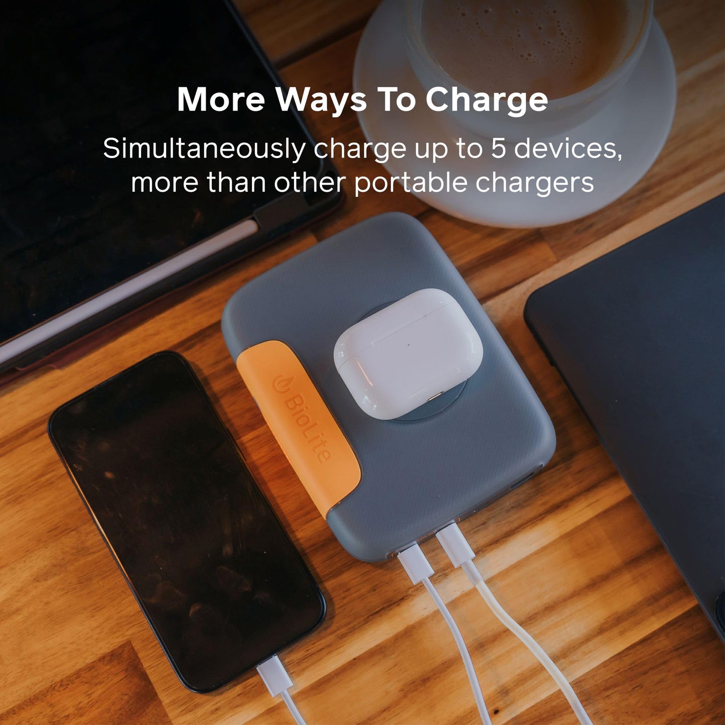 BioLite, Charge 20 PD, 6,000 mAh Multiple Device Portable Power Bank, 18 W USB-C in/Out and USB-A Out