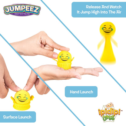 IPIDIPI TOYS Jumpeez Emoji Rocket Poppers – 24-Pack Spring Launcher Toys for Kids – Ideal Birthday Party Favors, Goodie Bag Stuffers, School Prizes, Classroom Rewards for Boys & Girls