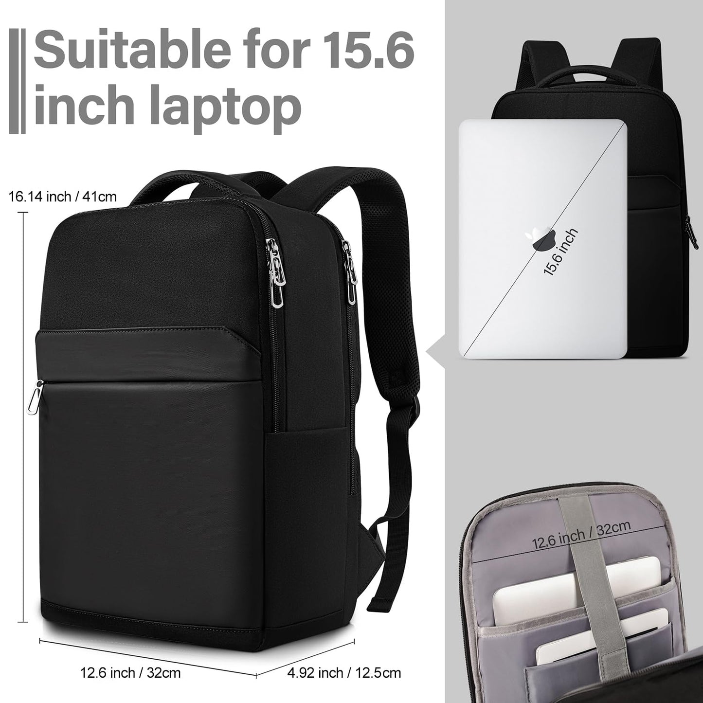 SONAMBULO Laptop Backpack,Business Travel Laptop Rucksack with USB Charging Port,Waterproof Laptop Bag 15.6 inch,College Computer Backpack for School,Men,Women,Travel,Work,Business