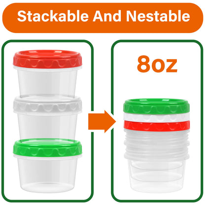 EONJOE 8 oz Small Freezer Containers with Lids Stackable Plastic Food Storage Container 1 Cup Meal Prep Bowls Airtight Dishwasher Safe,12-pack