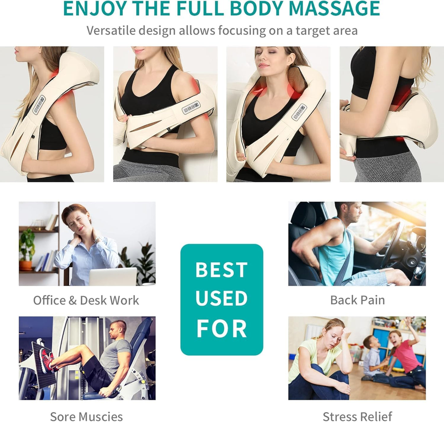 Nekteck Shiatsu Neck and Back Massager with Soothing Heat, Shoulder Massager for Pain Relief Deep Tissue, Electric 3D Kneading Massage Tools for Leg Body Muscle, Corded Power, Gifts for Him Her