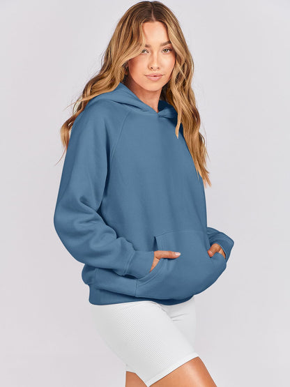 ANRABESS Women Hoodies Oversized Fleece Long Sleeve Comfy Casual Basic Pullover Sweatshirts 2025 Fall Outfits Y2K Clothes Deep Blue Small