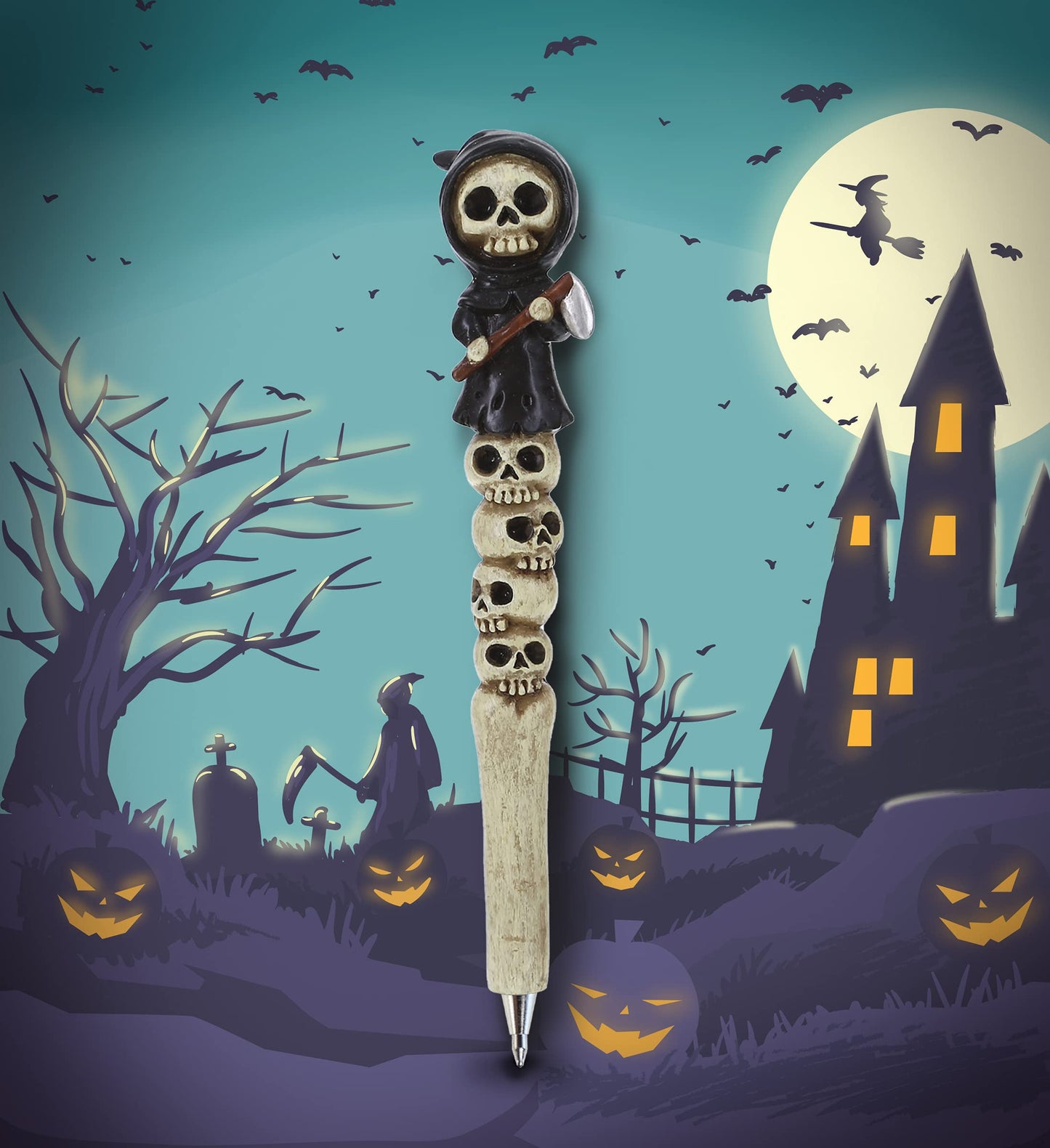 Planet Pens Skull Monster Novelty Pen - Fun Unique Kids and Adults Ballpoint Pen, Cool Skull Monster Writing Pen Instrument For School & Office Desk Decor Accessories