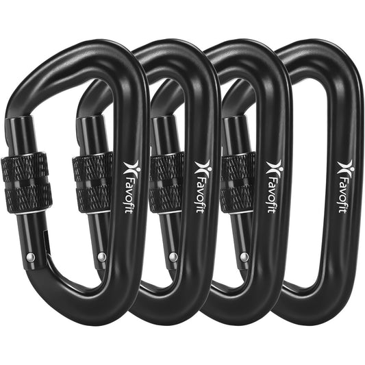 Heavy Duty Locking Carabiner Clips - Favofit 12KN (2697 lbs) Clips 3.2'' Small D Ring for Camping Hammock Hiking Dog Leashes Keychains - Perfect for Outdoor Enthusiasts