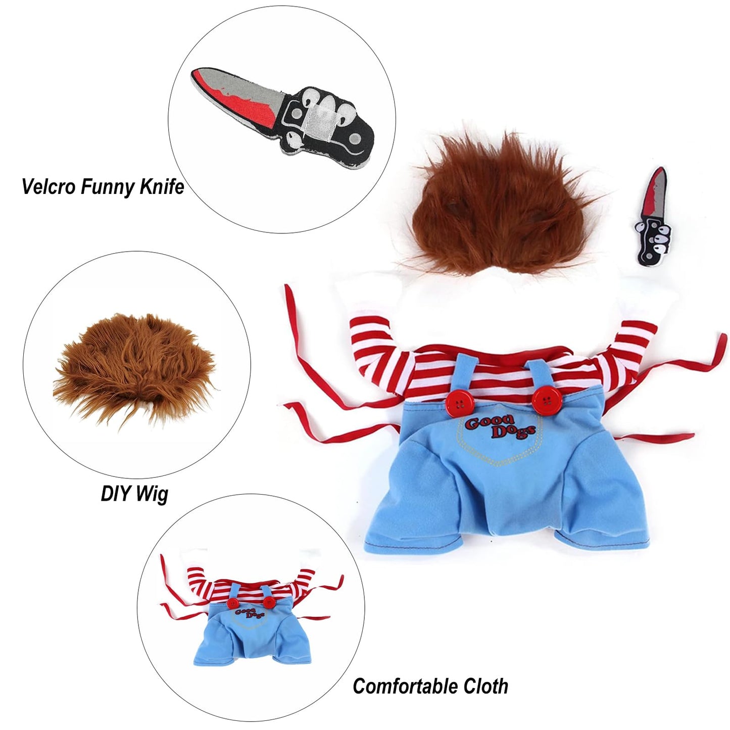 Pet Halloween Costume, Dog Funny Costume Halloween Cosplay Outfits Cute Clothes Adjustable Party Dress Up Apparel Accessories for Small Medium Large Dogs (Small)