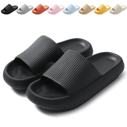 BHFRGAS Sliders Cloud Slippers Women Men，Non-Slip Mens Womens Slippers Cloud Sliders，Soft Flip Flops with Thick Sole for Shower Bathroom Pool Beach，Black, 8-9 UK