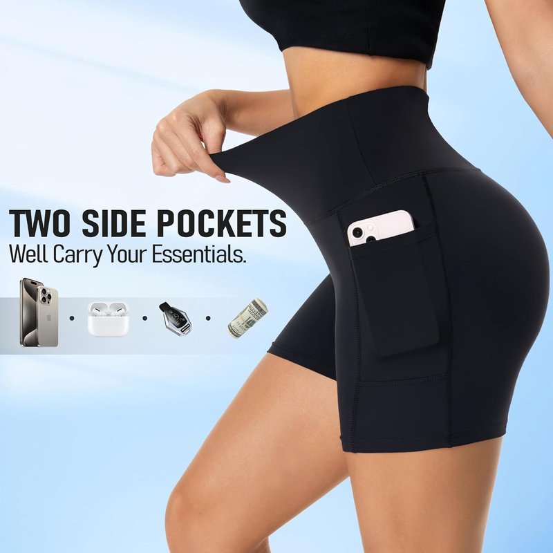 High Waisted Biker Shorts for Women | Tummy Control Fitness & Yoga Shorts - 5" Length