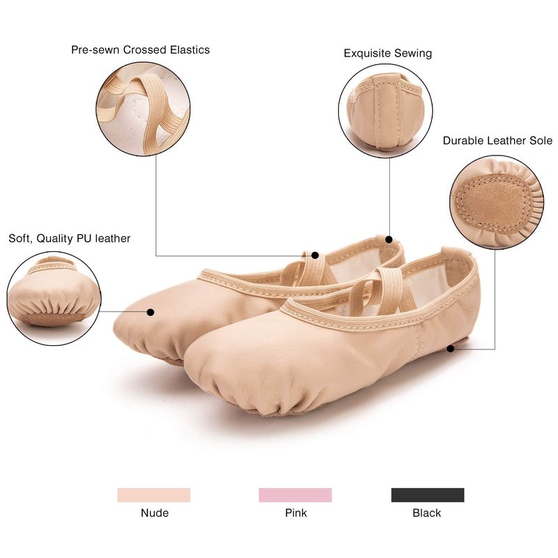 RoseMoli Ballet Shoes for Girls/Toddlers/Kids/Women, Leather Yoga Shoes/Ballet Slippers for Dancing 9 Toddler Nude