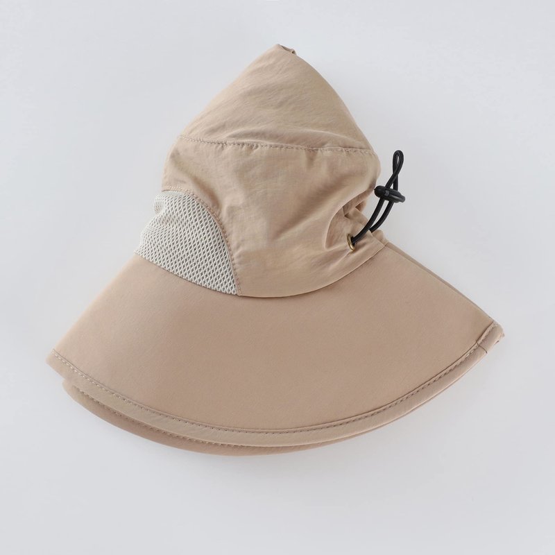 Home Prefer Outdoor Mens UPF50+ Sun Hat Wide Brim Fishing Hat with Neck Flap (Milky Khaki)