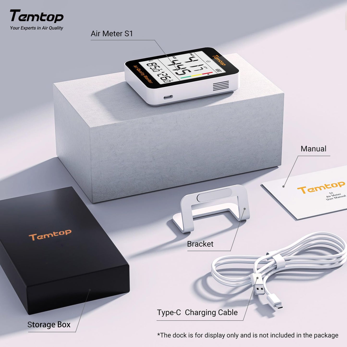 Temtop Air Quality Monitor PM2.5 Indoor Digital Hygrometer Thermometer Humidity Monitor for Home Office Bedroom Livingroom S1