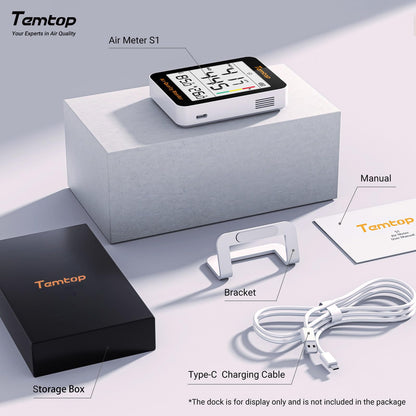 Temtop Air Quality Monitor PM2.5 Indoor Digital Hygrometer Thermometer Humidity Monitor for Home Office Bedroom Livingroom S1