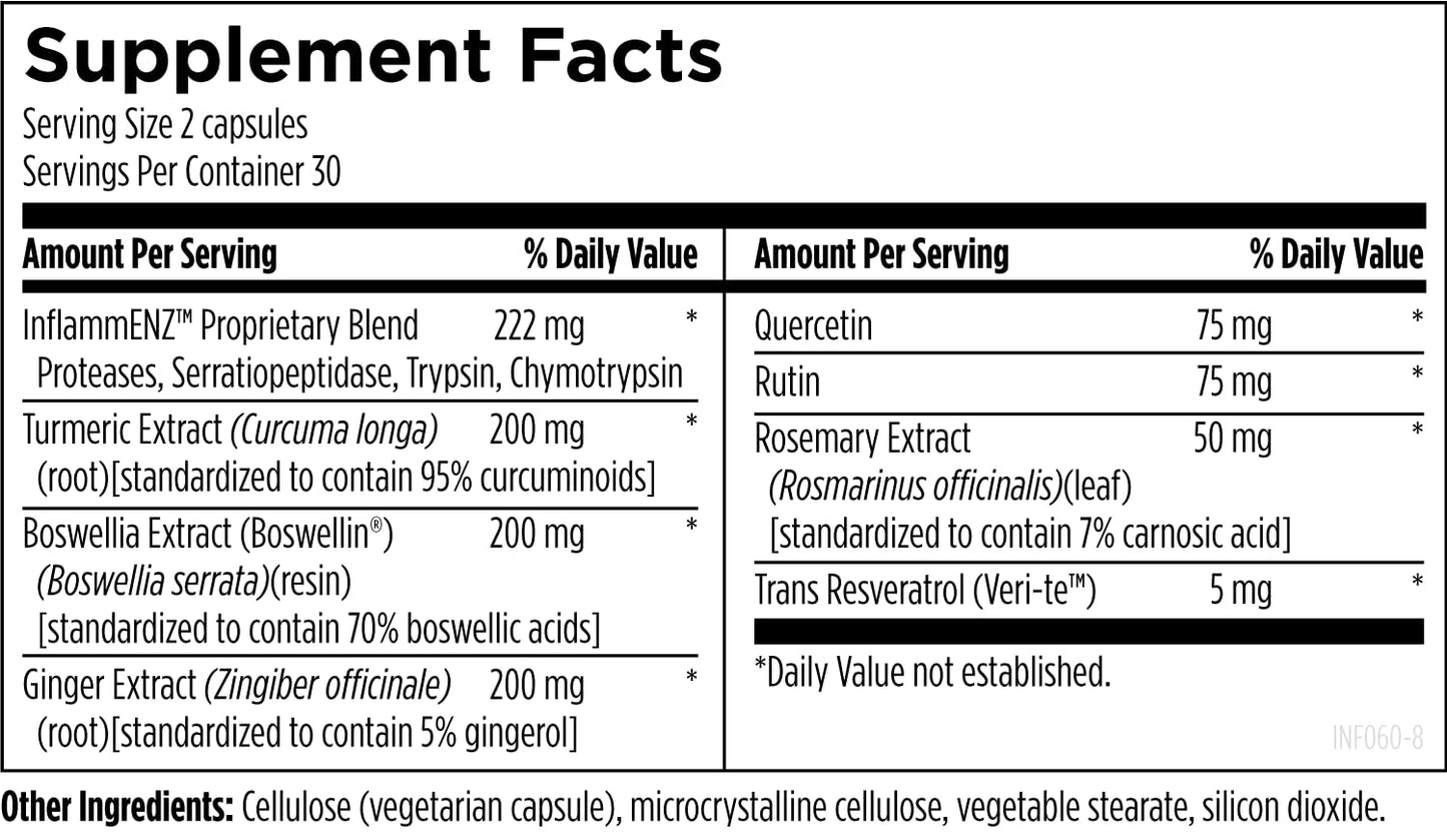 Designs for Health Inflammatone - Turmeric Supplements with Proteolytic Enzymes, Boswellia, Quercetin & Resveratrol (60 Capsules)