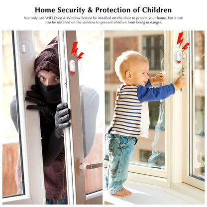 Chatthen eMylo Door Alarm, 120dB Door Alarms When Opened, WiFi Door Sensor with Alarm Light, Compatible with Smart Life app and Tuya Smart, Alarms for Home Kids Safety, 1 Pack, CSAF869