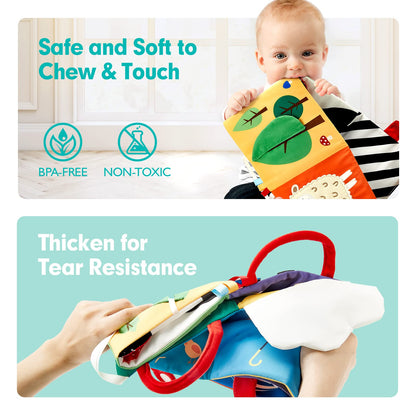 hahaland Baby Toys 0-6 Months - High Contrast Newborn Toys - Baby Tummy Time Books 0-6 Months with Crinkle, Squeaky Sounds, Touch Feel, Visual Stimulation - Baby Shower Gifts