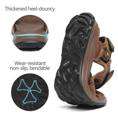 FLARUT Men's Sport Sandals Outdoor Hiking Sandal Open Toe Walking Sandals for Summer Beach Water Shoes(Brown-a,42)