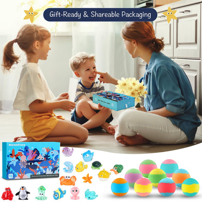 Sea Surprise Bath Bombs for Kids – 15 Pack Fizzy Gift Set with Hidden Ocean Toys, Gentle & Scented, Kid-Safe & Fun Bath Time, Great Summer Treats & Birthday Gifts for Boys and Girls