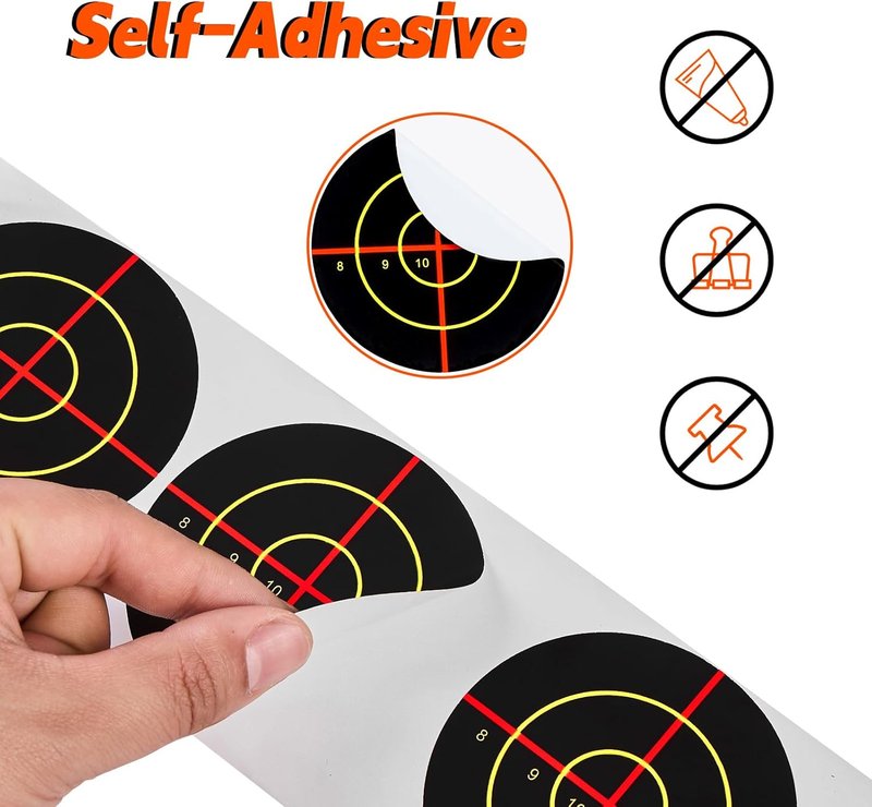 Shooting Targets - 3" Self-Adhesive Splatter Stickers | Reactive Paper for Airsoft, Rifle & Pistol Practice