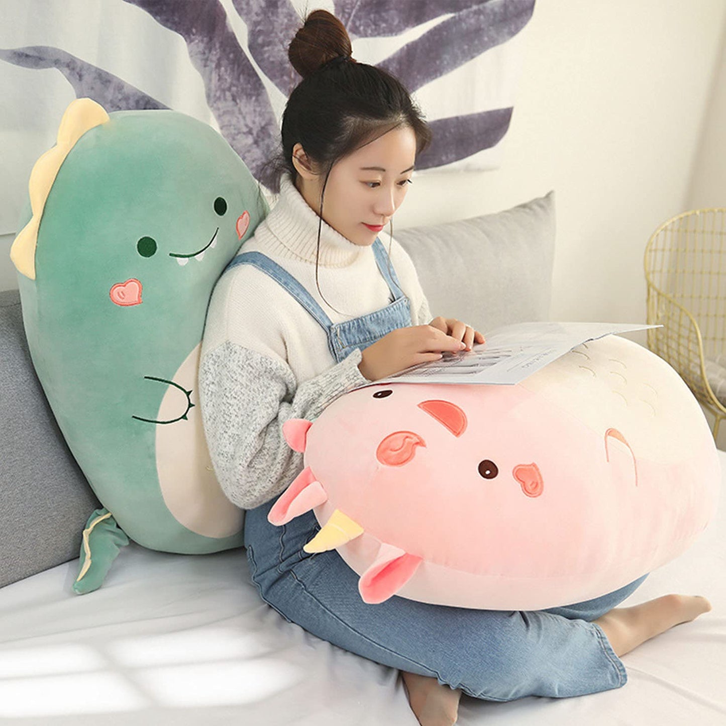 Kekeso Dinosaur Plush Hugging Pillow Cute Stuffed Animal Plush Toy Throw Pillow (Dinosaur, 45cm/17.71in)