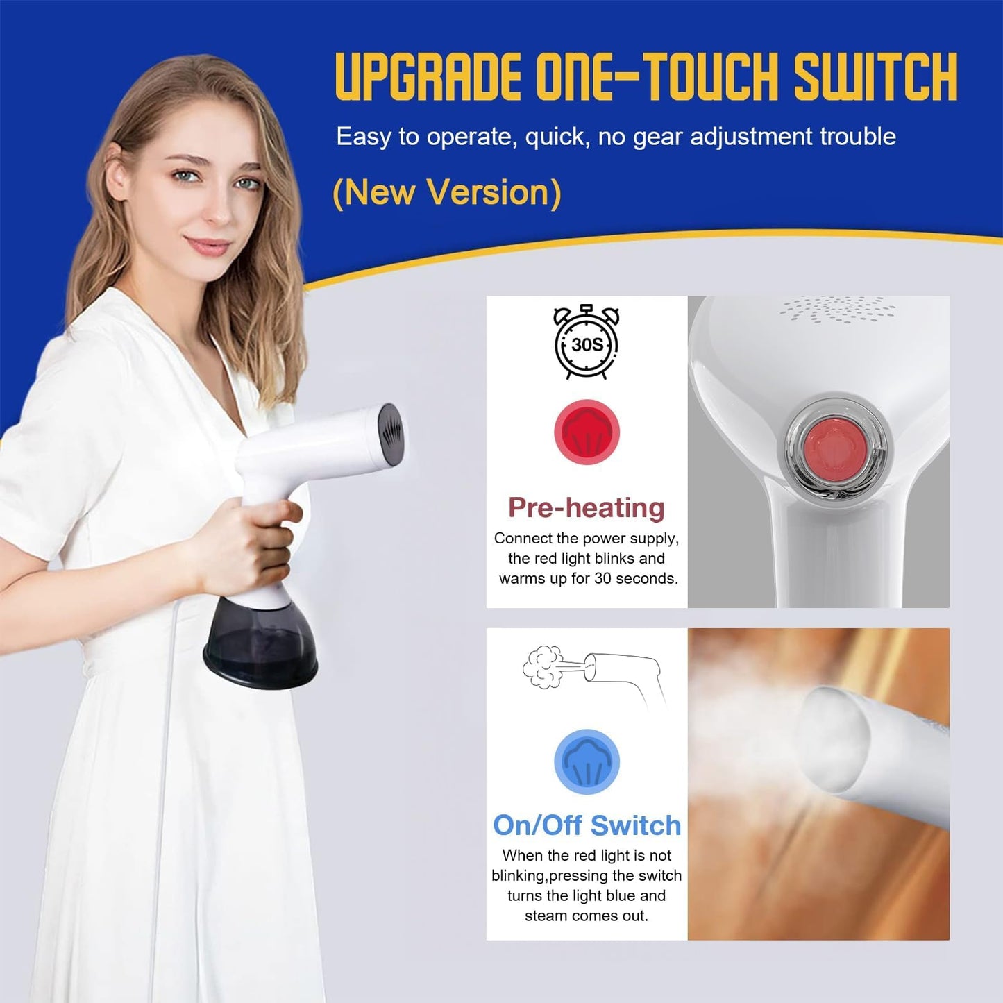 Rolipo Steamer for Clothes 1350W, Portable Handheld Clothes Steamer for Home & Travel, Upgraded 400ML Tank, Fast Heat-Up Wrinkle Remover with Leak-Proof Design