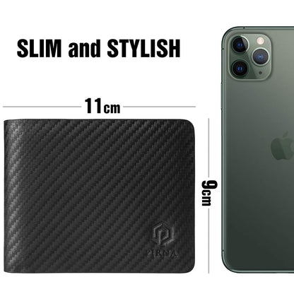 PIRNA Wallets for Men UK, RFID Bi-Fold Carbon Credit Card Holder for Mens with Gift Box, Men's Wallets UK & Money Organisers