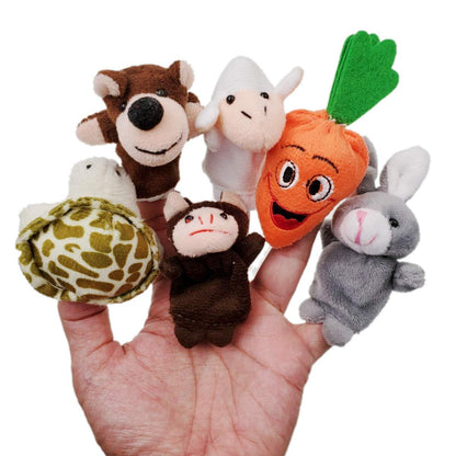 JZK 24 Finger Puppets Set animals family members cute Cloth Plush teaching dolls toddlers party bag fillers Kawaii Plush Finger stuffed toys for kids