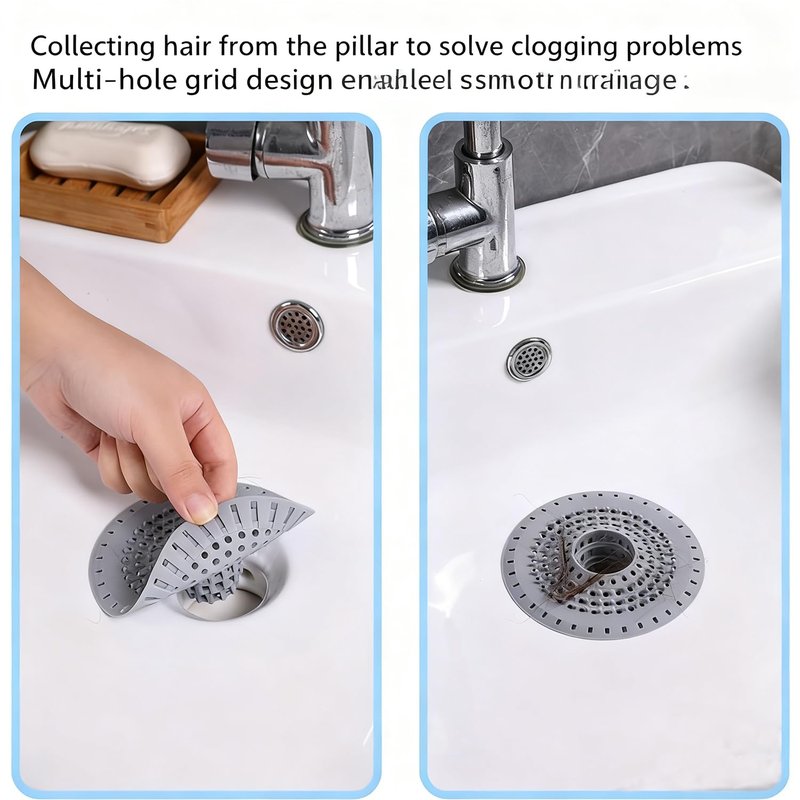 Shower Drain Hair Catcher, Premium Silicone Drain Protector & Shower Drain Cover for Regular Drains of Shower Room, Bathroom, Grey