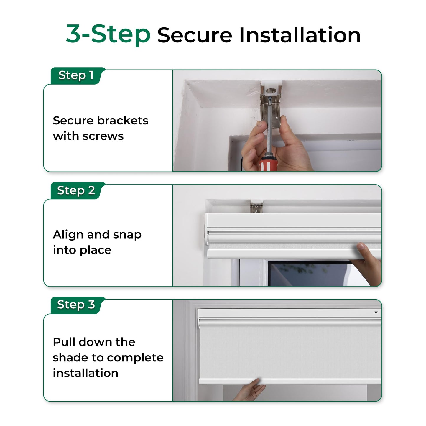 Allesin Motorized Roller Blinds with Remote Control for Windows, Blackout Smart Roller Shade, Battery Powered Electric Smart Blind (White,H72 x W31)