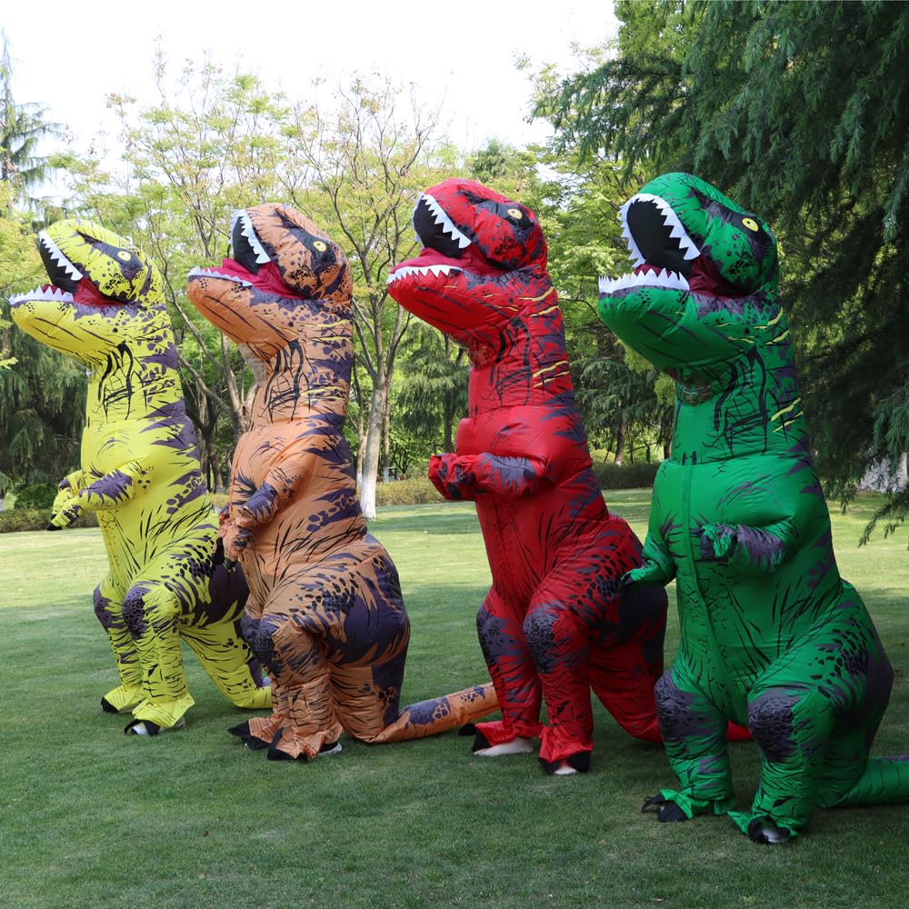 JASHKE Inflatable Dinosaur Costume Adult Blow up Trex Costumes Inflatable Dino Suit Halloween Costumes Fancy Dress for Adult (brown)
