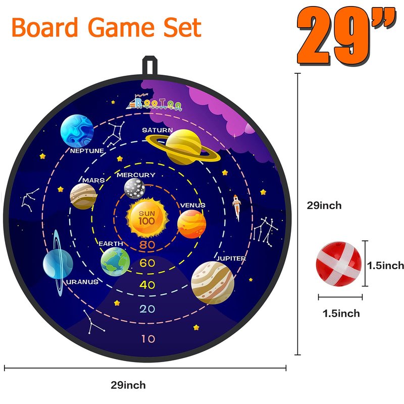 BooTaa 2 Pack 29" Large Dart Board Game Set with 20 Sticky Balls, Indoor/Sport Outdoor Fun Party Play Games, Boys Girls Toys, Birthday Toy Gifts for 3 4 5 6 7 8 9 10 11 12 Year Old Boys Girls Kids