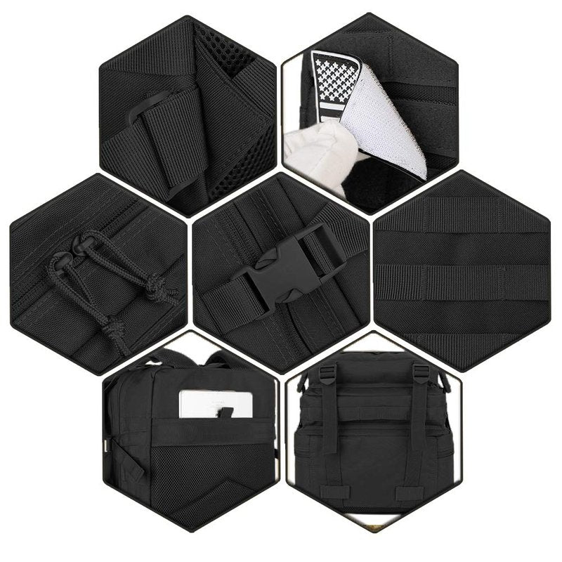 QT&QY 45L Military Tactical Backpacks Molle Army Assault Pack 3 Day Bug Out Bag Hiking Treeking Rucksack black
