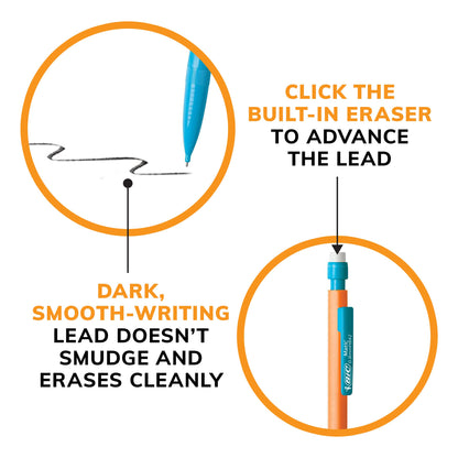 BIC Xtra-Strong Mechanical Pencil, Colorful Barrel, Thick Point (0.9mm), 48-Count