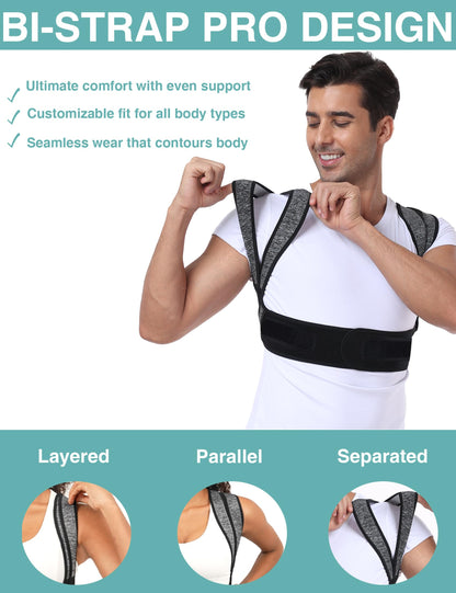 Enthra Posture Corrector for Women Men,BI-Straps Back Straightener - Bamboo Fiber Back Brace Posture Corrector - Instant Upper Back Pain Relief