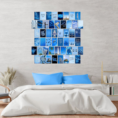 WOONKIT Blue Wall Collage Kit - Aesthetic Pictures, Room Decor for Teen Girls, 50pcs 4x6 inch