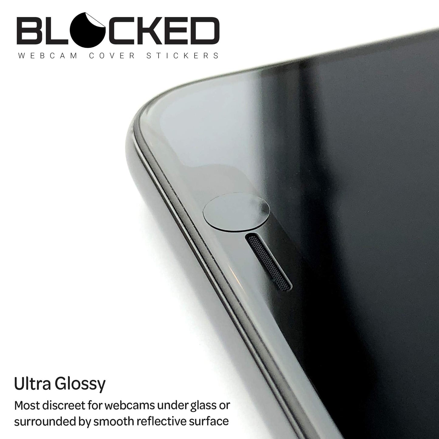 BLOCKED Stackable Webcam/Camera Vinyl Covers | 95 Low-Tack Restickable Webcam Stickers | 5-Sizes | Black 95-Pack (Ultra Glossy)