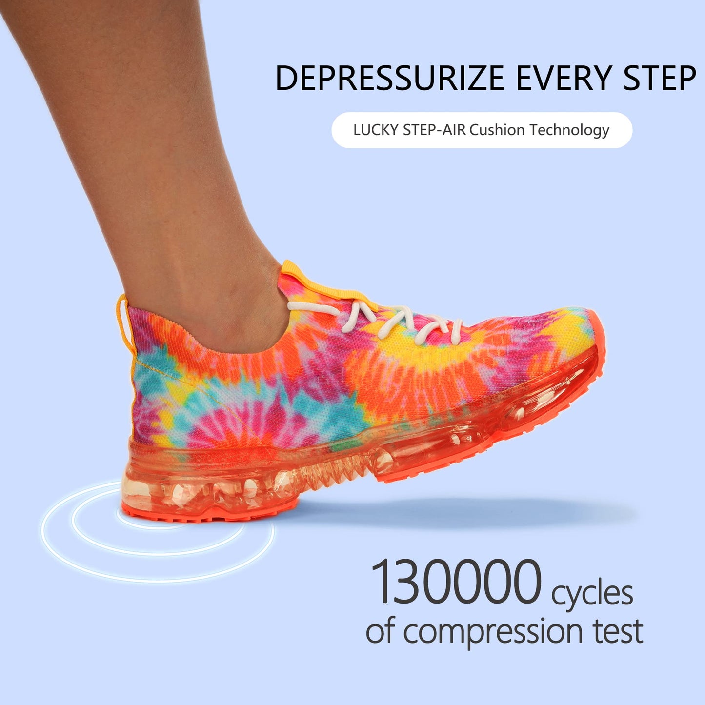 LUCKY STEP Women Air Cushion Fashion Sneakers Breathable Casual Comfortable Lightweight Walking Shoes (Orange Multi,10B(M) US)